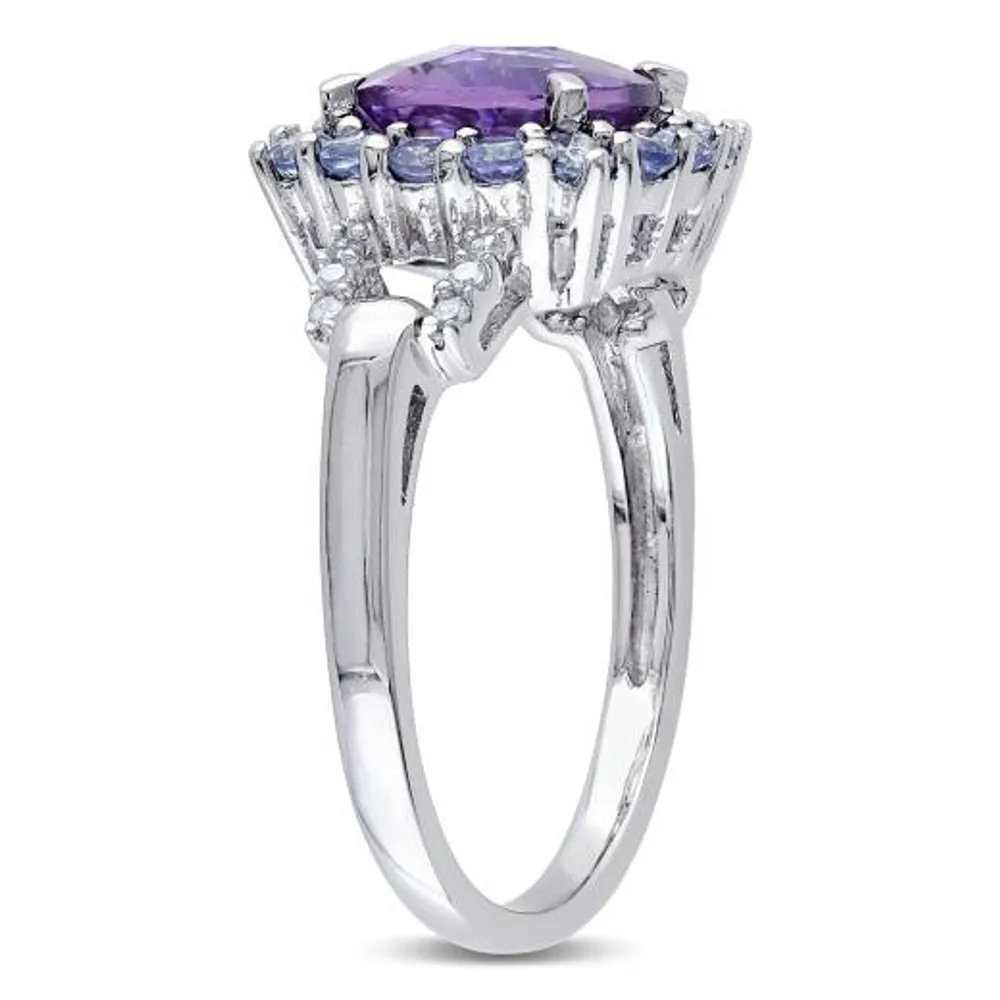 Julianna B Sterling Silver Amethyst Tanzanite & 0.06CTW Diamond Fashion Ring