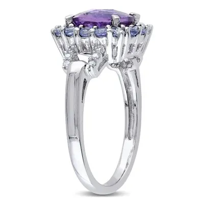 Julianna B Sterling Silver Amethyst Tanzanite & 0.06CTW Diamond Fashion Ring