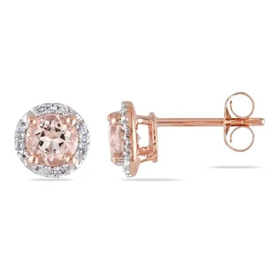 Julianna B 10K Rose Gold Morganite & Diamond Halo Earrings