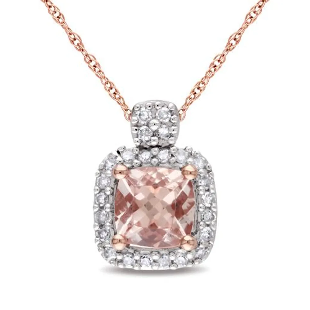 Julianna B 10K Rose Gold Morganite & 0.10CTW Diamond Pendant with Chain