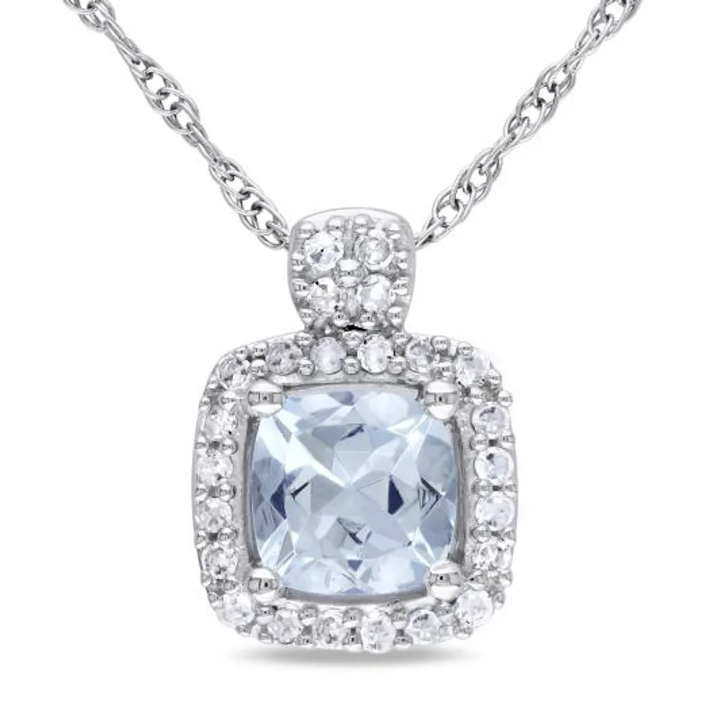 Julianna B 10K White Gold Aquamarine & 0.10CTW Diamond Pendant