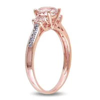 Julianna B 10K Rose Gold Morganite Created White Sapphire & Diamond Ring