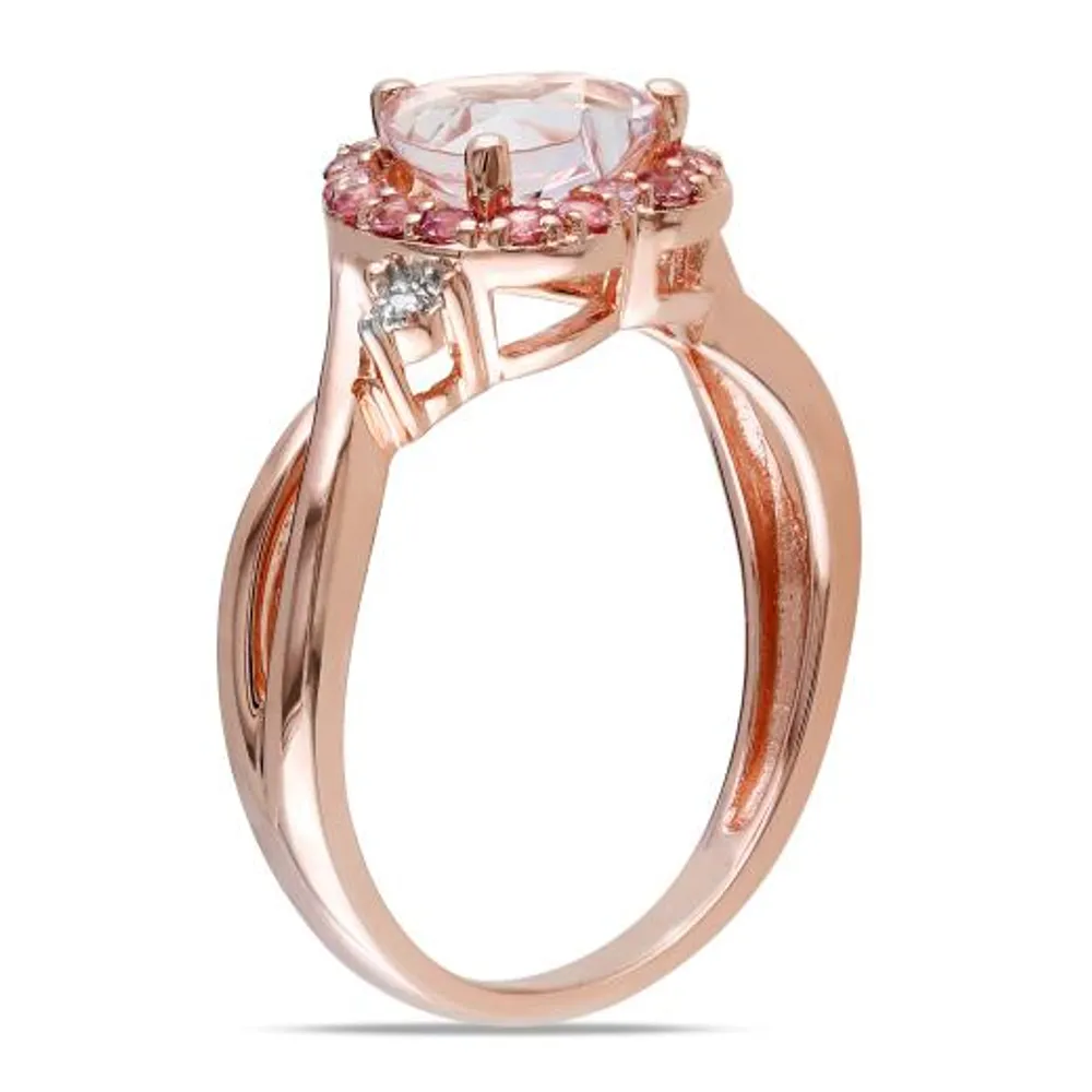 Julianna B Sterling Silver Morganite Pink Tourmaline & Diamond Heart Ring