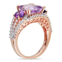 Julianna B Sterling Silver Rose De France Amethyst & Created White Sapphire Ring
