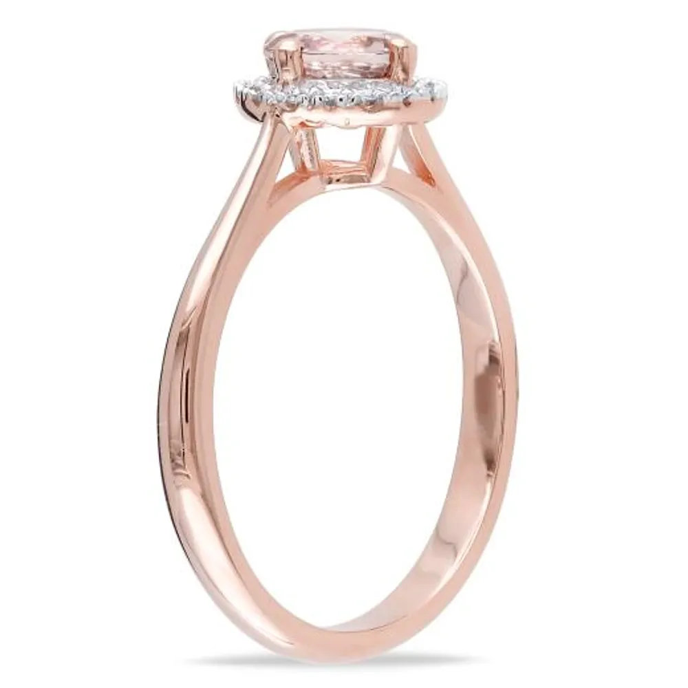 Julianna B Sterling Silver Morganite & 0.10CTW Diamond Halo Ring