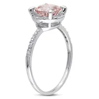 Julianna B 10K White Gold Morganite & Diamond Halo Ring