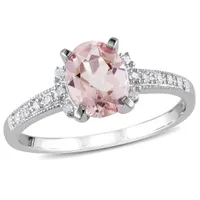 Julianna B Sterling Silver Oval Cut Morganite & Diamond Ring