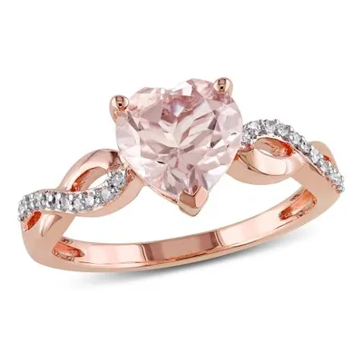 Julianna B 10K Rose Gold Heart Shaped Morganite & Diamond Twist Ring
