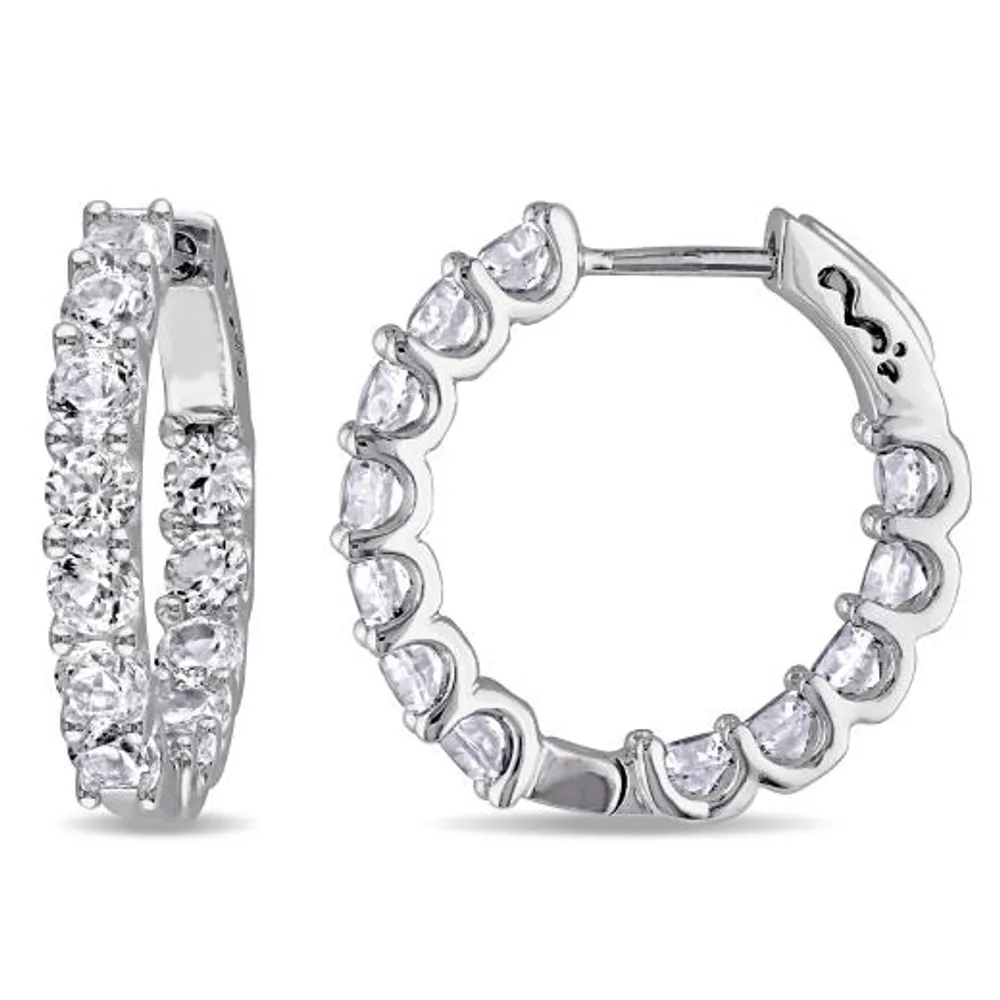 Julianna B Sterling Silver Created White Sapphire Hoop Earrings