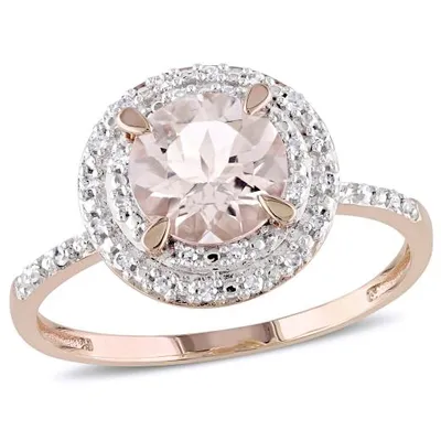 Julianna B 10K Rose Gold Morganite & 0.10CTW Diamond Halo Ring