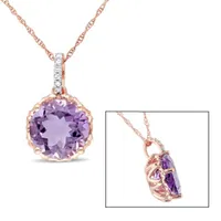 Julianna B 10K Rose Gold Amethyst & Diamond Fashion Pendant