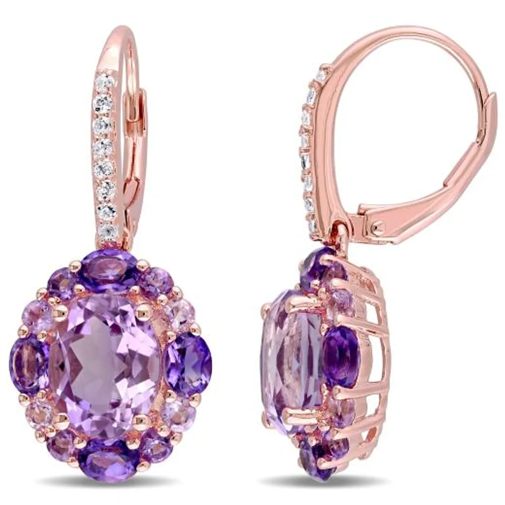 Julianna B Sterling Silver Amethyst White Topaz & Rose De France Earrings