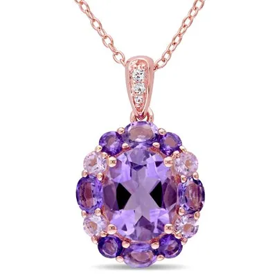 Julianna B Sterling Silver Amethyst White Topaz & Rose De France Pendant