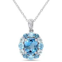 Julianna B Sterling Silver London Swiss & Sky Blue & White Topaz Pendant