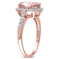 Julianna B 10K Rose Gold Oval-Shaped Morganite & 0.40CTW Diamond Halo Ring