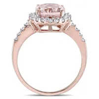 Julianna B 10K Rose Gold Oval-Shaped Morganite & 0.40CTW Diamond Halo Ring