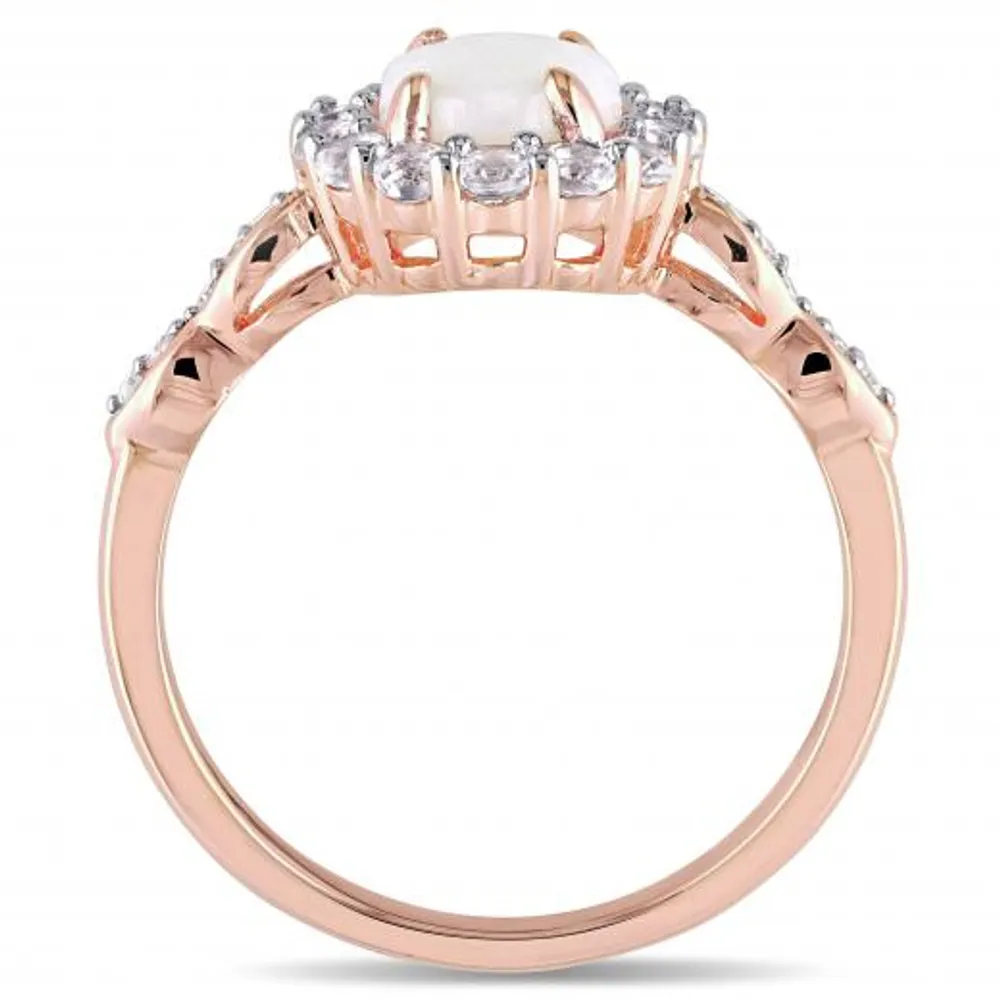 Julianna B 14K Rose Gold Opal White Topaz & Diamond Accent Ring