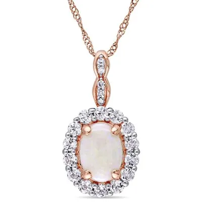 Julianna B 14K Rose Gold Opal White Topaz & Diamond Accent Pendant