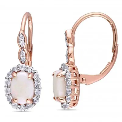 Julianna B 14K Rose Gold Opal White Topaz & Diamond Accent Earrings