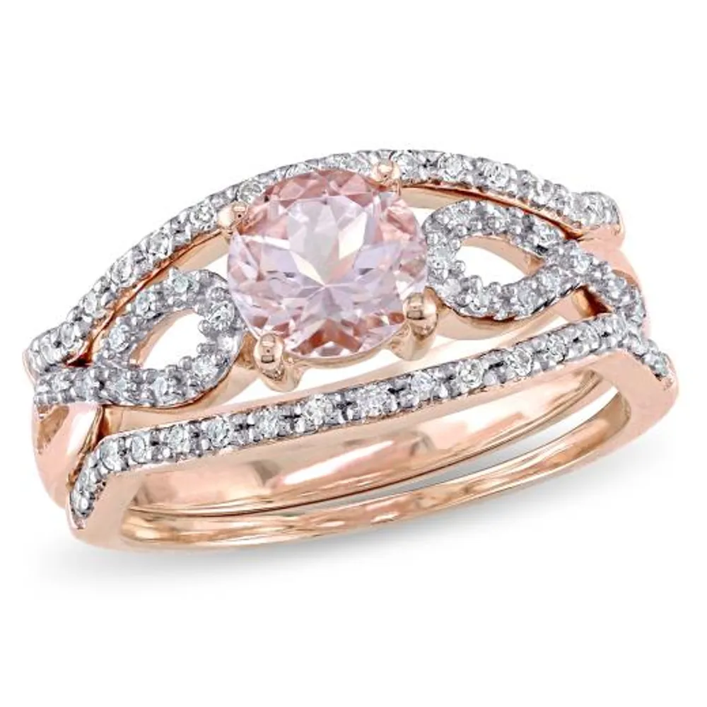 Julianna B 10K Rose Gold Morganite & 0.22CTW Diamond Infinity Bridal Set