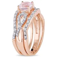 Julianna B 10K Rose Gold Morganite & 0.22CTW Diamond Infinity Bridal Set