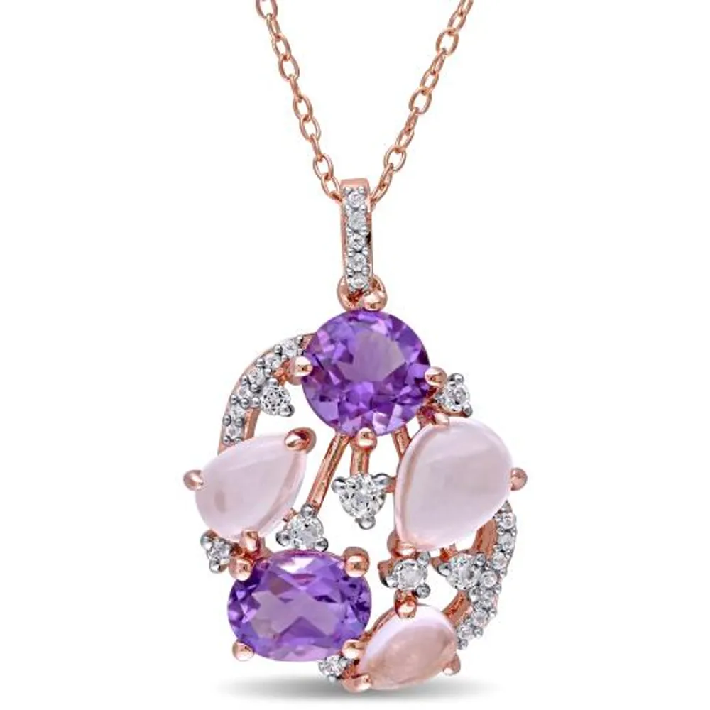 Julianna B Sterling Silver Amethyst Rose Quartz & White Topaz Pendant