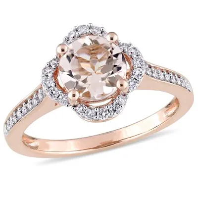 Julianna B 14K Rose Gold Morganite & 0.25CTW Diamond Halo Ring