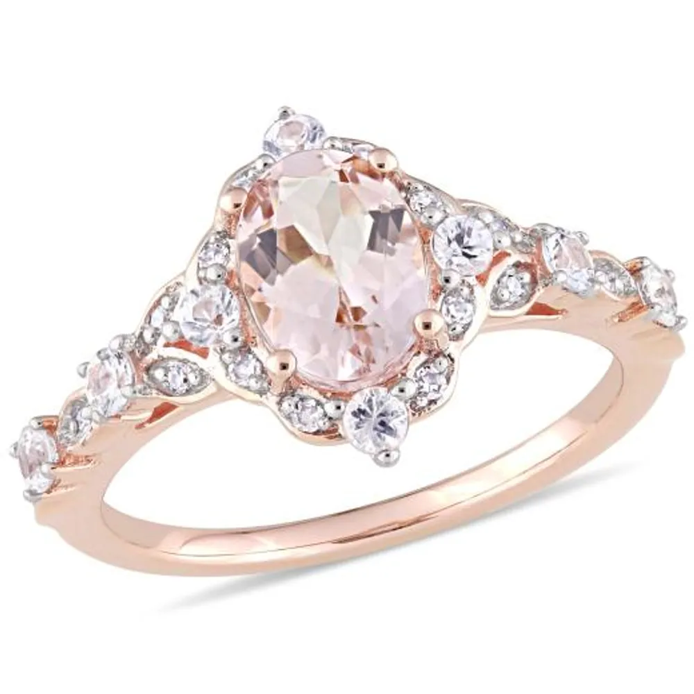Julianna B 14K Rose Gold Morganite White Sapphire & Diamond Accent Vintage Ring