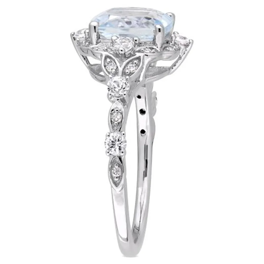 Julianna B 14K White Gold Aquamarine White Sapphire & Diamond Ring