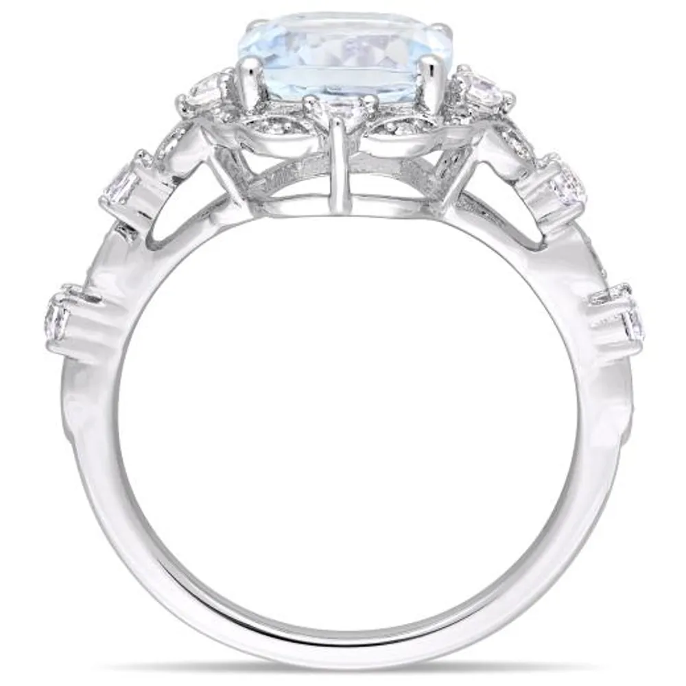 Julianna B 14K White Gold Aquamarine White Sapphire & Diamond Ring