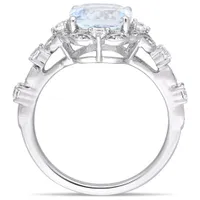 Julianna B 14K White Gold Aquamarine White Sapphire & Diamond Ring