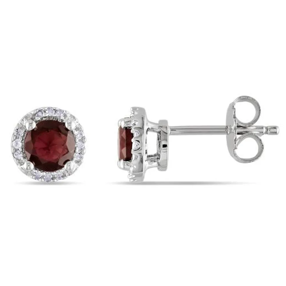 Julianna B Sterling Silver Garnet & Diamond Earrings