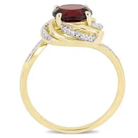 Julianna B Sterling Silver Garnet White Topaz & 0.04CTW Diamond Fashion Ring