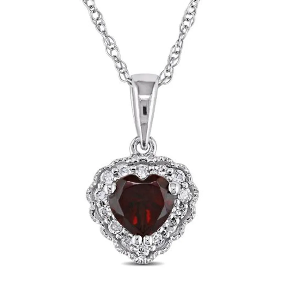 Julianna B 10K Gold Garnet & Diamond Pendant with Chain