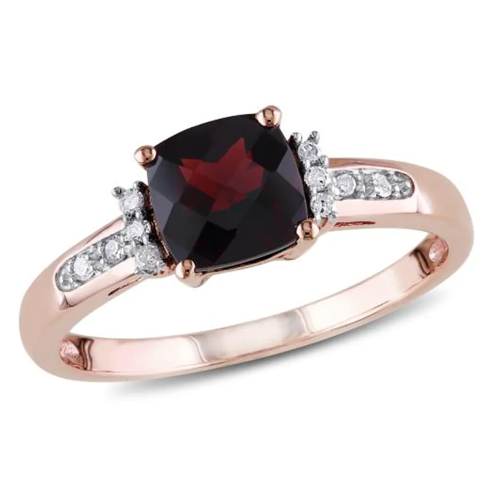 Julianna B 10K Rose Gold Garnet & 0.05CT Diamond Fashion Ring