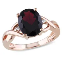 Julianna B 10K Rose Gold Garnet & 0.01CTW Diamond Fashion Ring