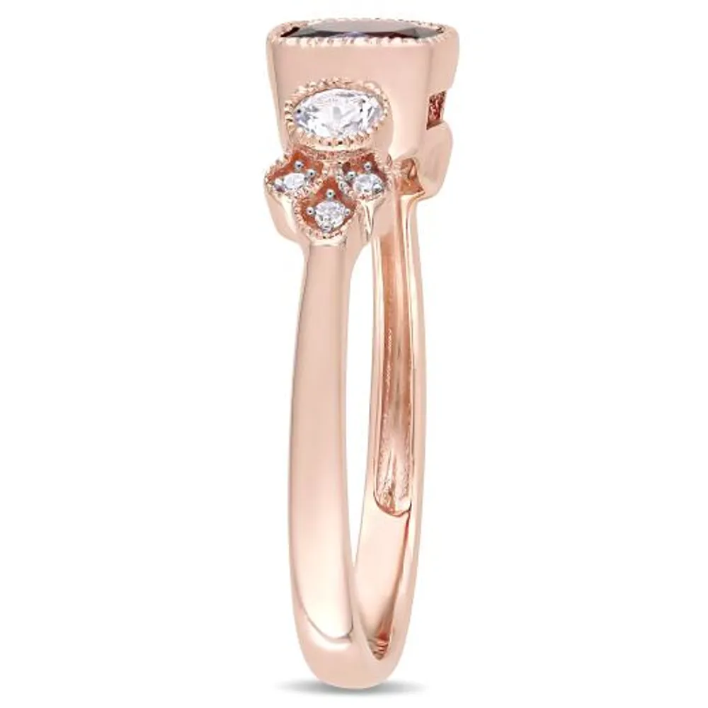 Julianna B 10K Rose Gold Garnet White Topaz & 0.03CTW Diamond Fashion Ring