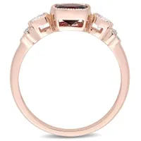 Julianna B 10K Rose Gold Garnet White Topaz & 0.03CT Diamond Fashion Ring