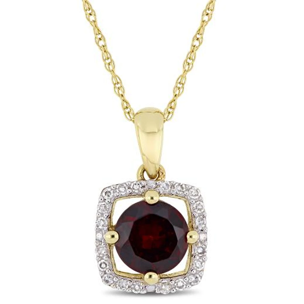 Julianna B 10K Yellow Gold Garnet & Diamond Pendant with Chain