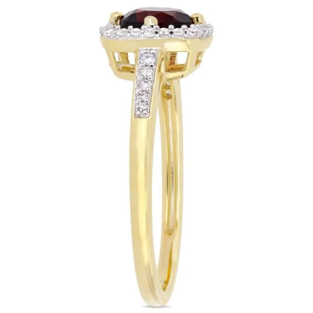 Julianna B 10K Yellow Gold Garnet & 0.14CTW Diamond Fashion Ring