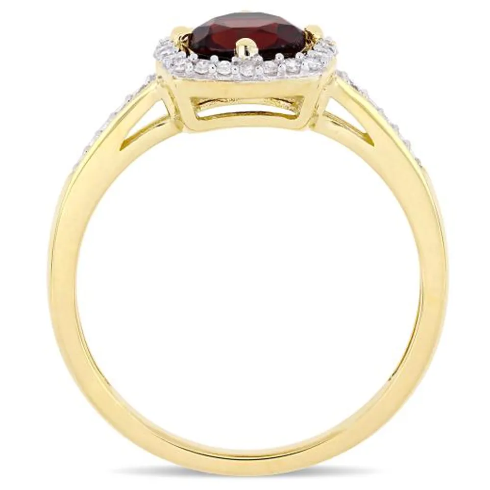 Julianna B 10K Yellow Gold Garnet & 0.14CTW Diamond Fashion Ring