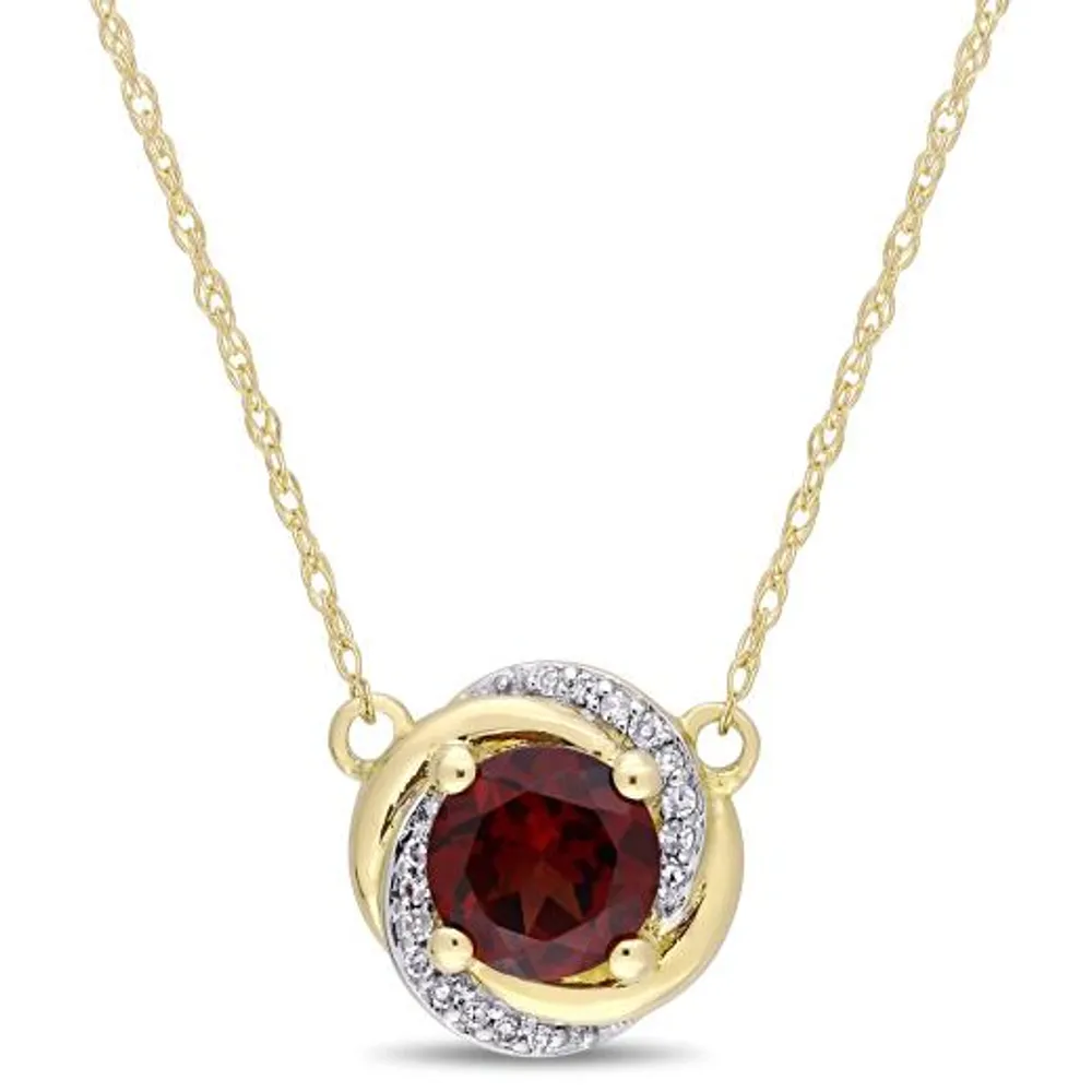 Julianna B 10K Yellow Gold Garnet & Diamond Necklace with Chain