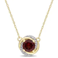 Julianna B 10K Yellow Gold Garnet & Diamond Necklace with Chain