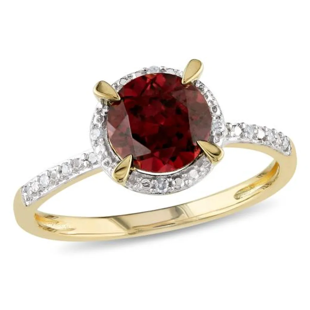 Julianna B 10K Yellow Gold Garnet & 0.05CTW Diamond Fashion Ring