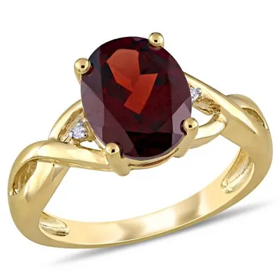 Julianna B 10K Yellow Gold Garnet & 0.01CT Diamond Fashion Ring
