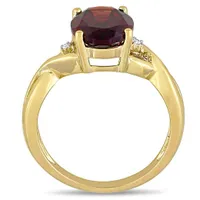 Julianna B 10K Yellow Gold Garnet & 0.01CT Diamond Fashion Ring