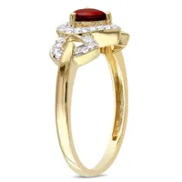 Julianna B 10K Yellow Gold Garnet & 0.13CT Diamond Heart Ring