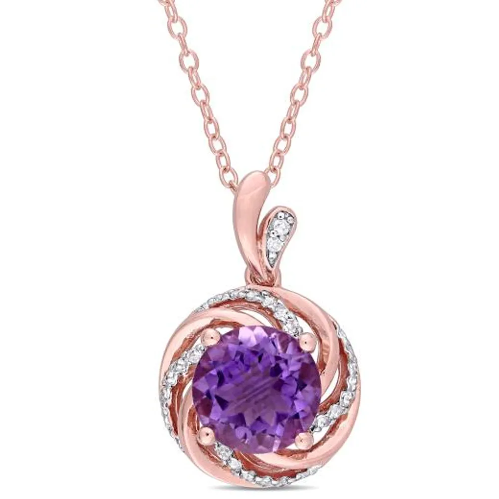 Julianna B Sterling Silver Amethyst White Topaz & Diamond Pendant