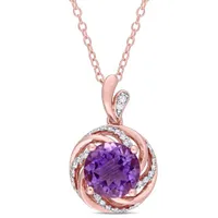 Julianna B Sterling Silver Amethyst White Topaz & Diamond Pendant