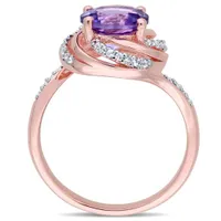 Julianna B Sterling Silver Amethyst White Topaz & 0.04CT Diamond Fashion Ring